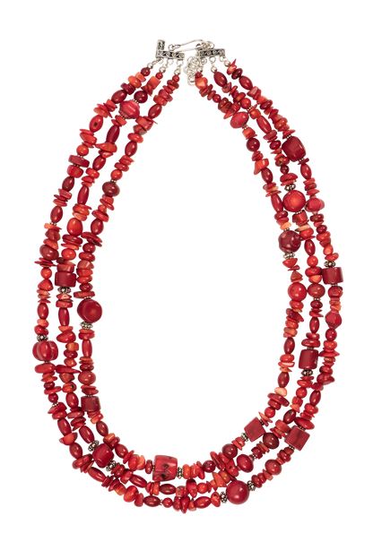 Paige Wallace Three Strand Red Coral Necklace