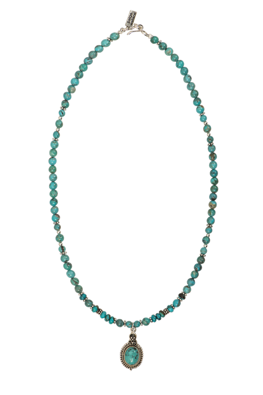 Paige Wallace Beaded Turquoise Pendant Necklace