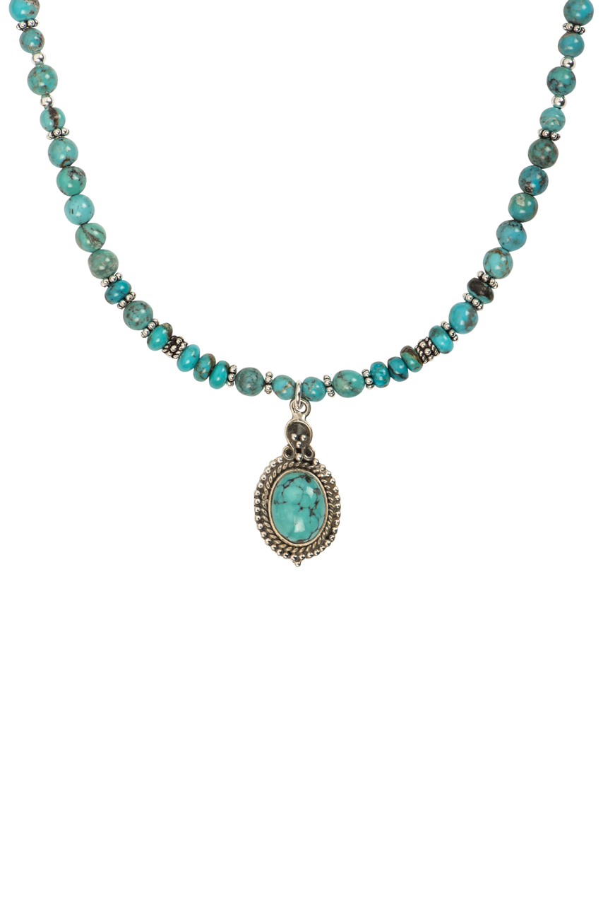 Paige Wallace Beaded Turquoise Pendant Necklace