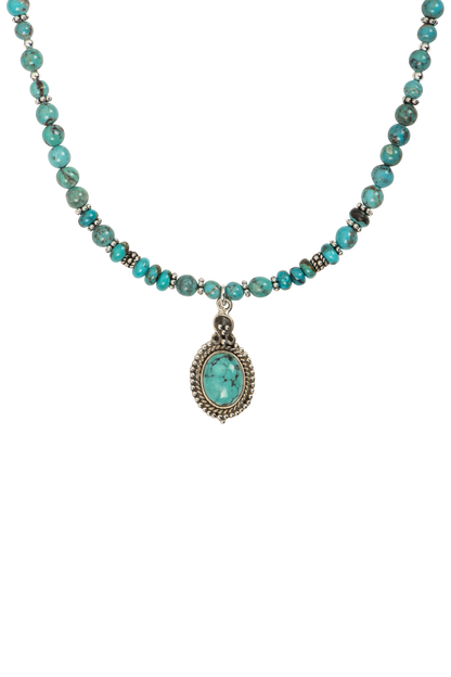 Paige Wallace Beaded Turquoise Pendant Necklace