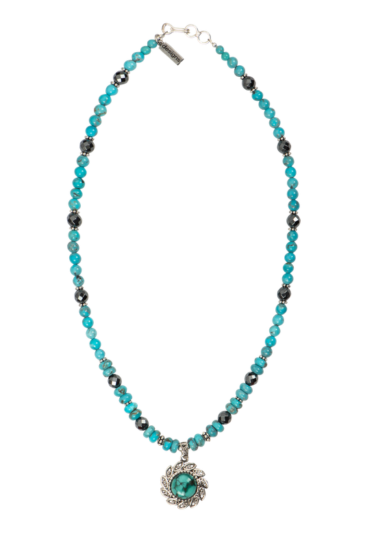 Paige Wallace Turquoise Flower Necklace