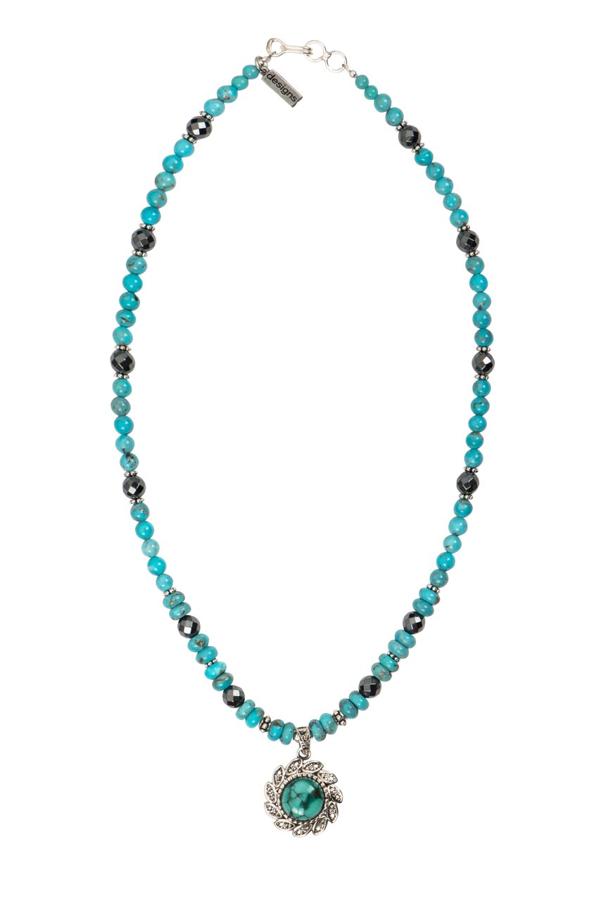 Paige Wallace Turquoise Flower Necklace