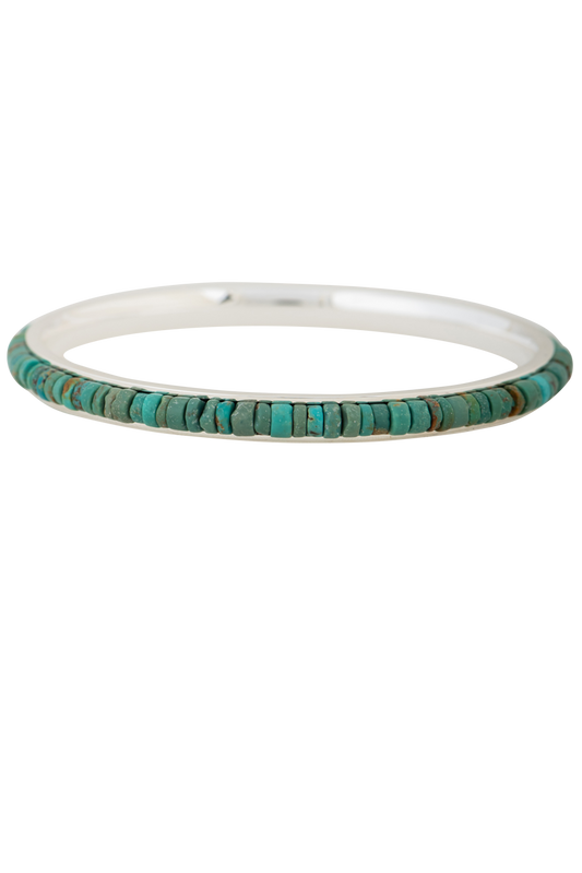 Paige Wallace Heishi Turquoise Bangle