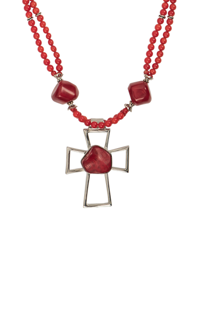 Paige Wallace Coral Cross Pendant Necklace