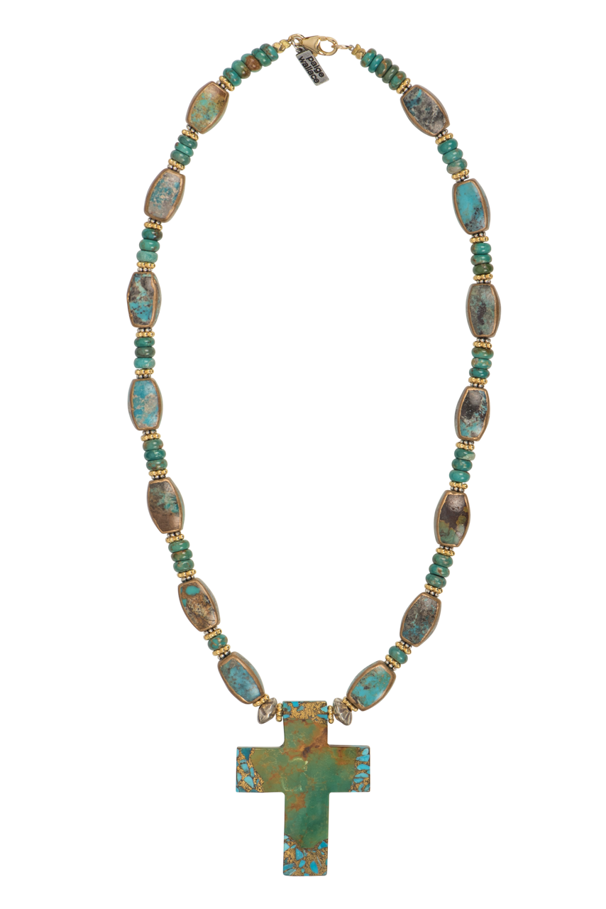 Paige Wallace Solid Turquoise Cross Necklace