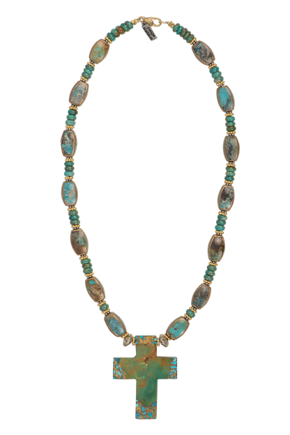 Paige Wallace Solid Turquoise Cross Necklace