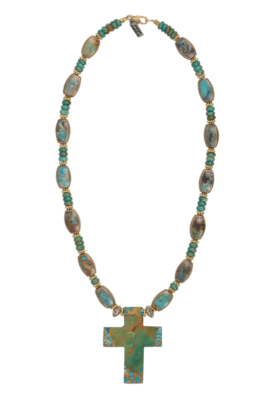 Paige Wallace Solid Turquoise Cross Necklace