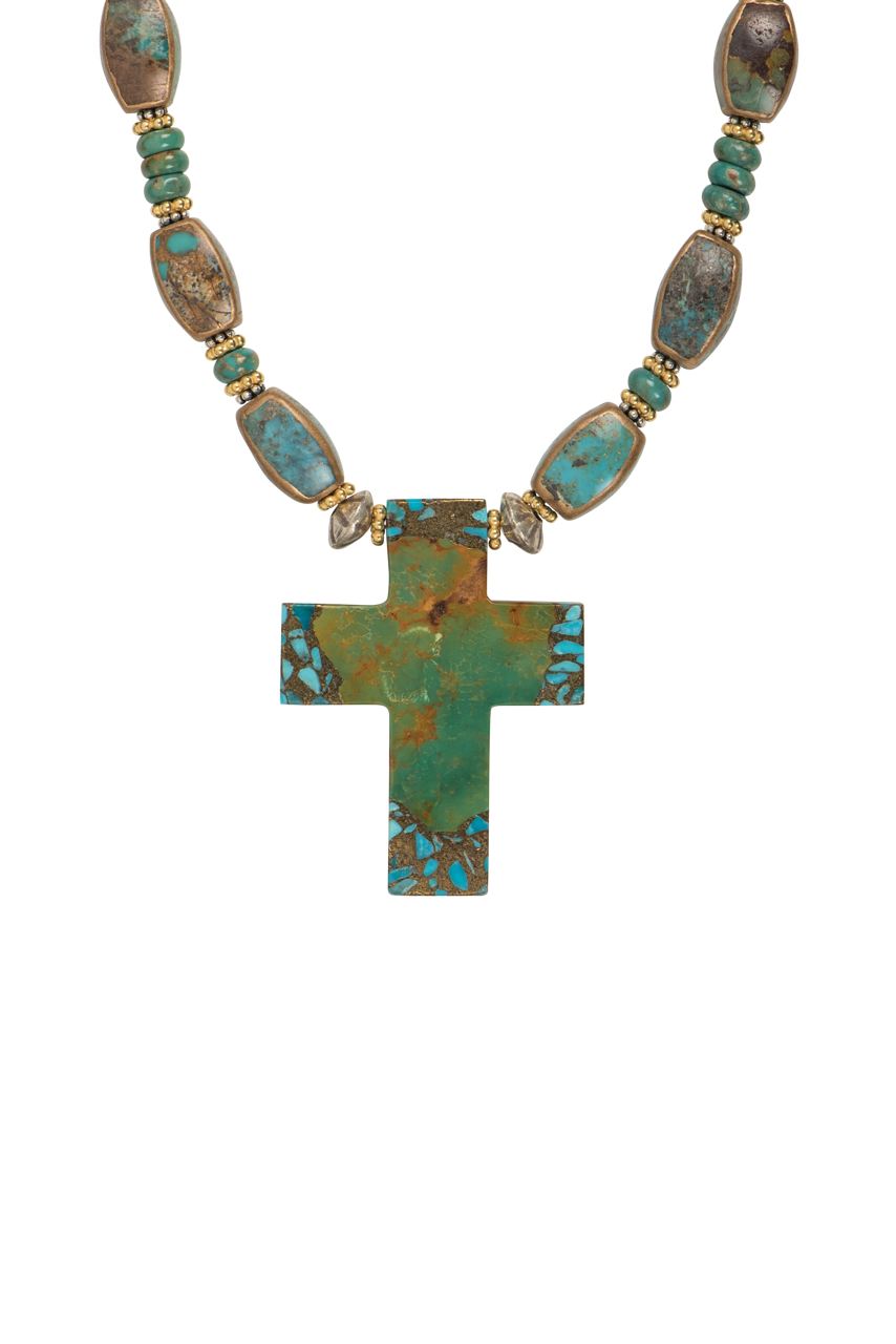 Paige Wallace Solid Turquoise Cross Necklace