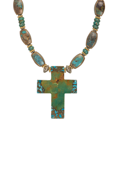 Paige Wallace Solid Turquoise Cross Necklace