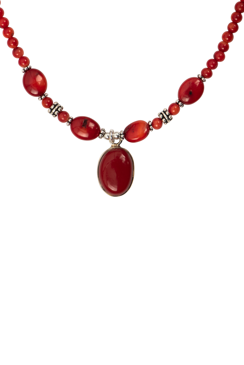 Paige Wallace Coral Oval Pendant Necklace