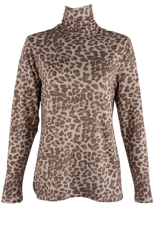 Tasha Polizzi Cashmere Leopard Print Turtleneck