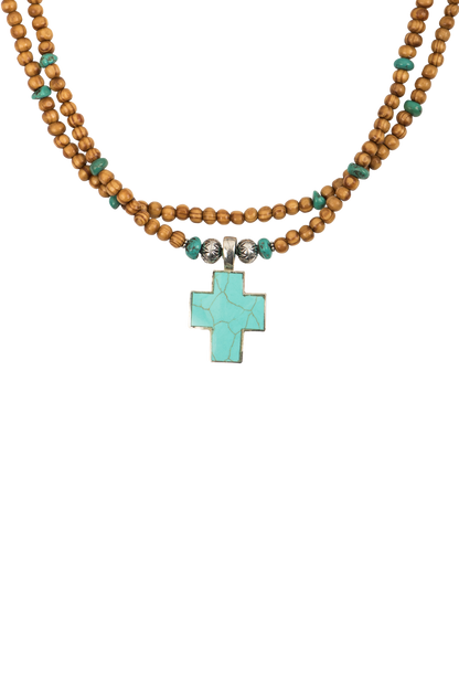 Paige Wallace Turquoise Cross Necklace