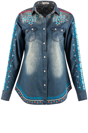 Tasha Polizzi Blue Washed Rayna Denim Shirt