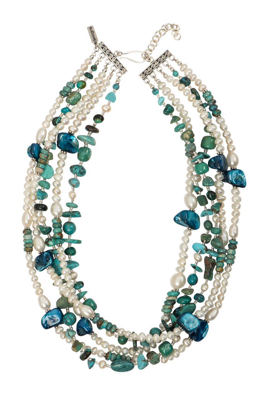 Paige Wallace Teal & White Pearl Necklace