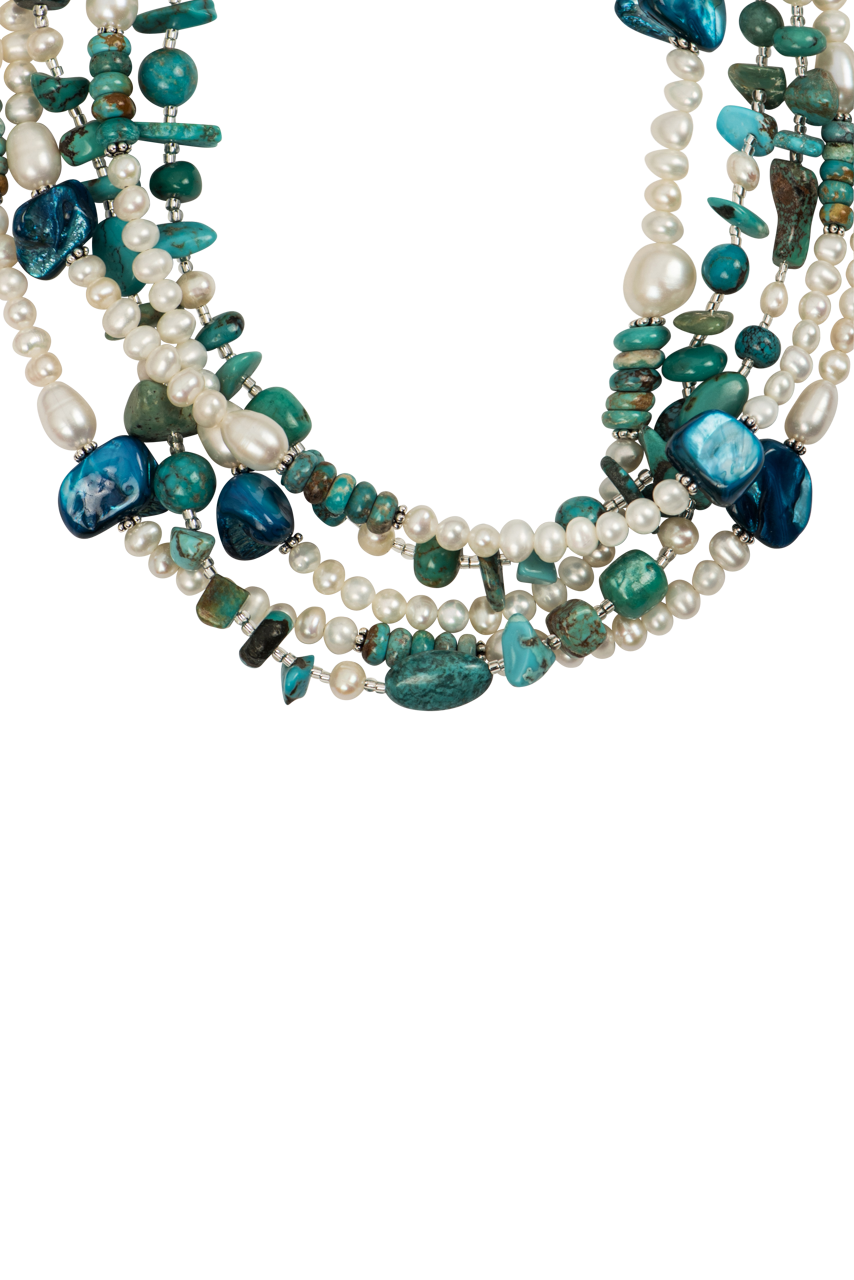 Paige Wallace Teal & White Pearl Necklace