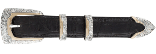 Greg Jensen Profile Gold and Silver Engraved 1" Buckle Set