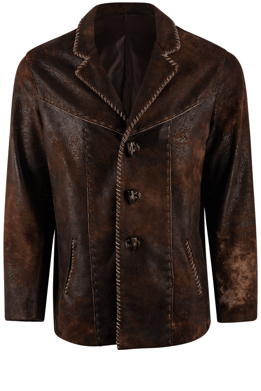 Continental Leather Vintage Brown Western Cigar Jacket Pinto Ranch