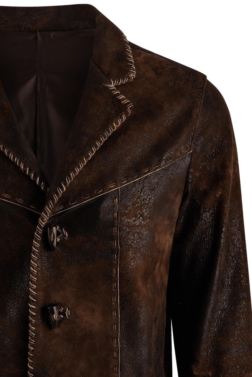 Continental Leather Vintage Brown Western Cigar Jacket Pinto Ranch