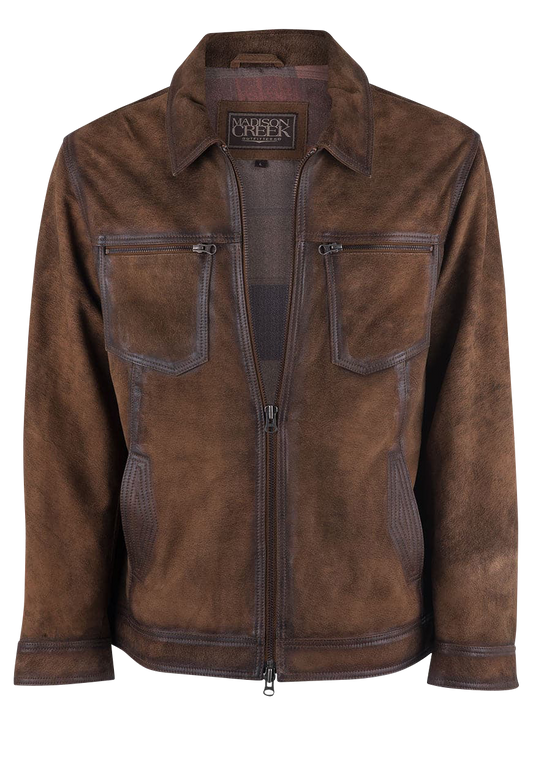 Madison Creek Distressed Brown Jungle Suede Steamboat Jacket