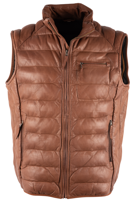 Scully Ribbed Cognac Lamb Leather Vest