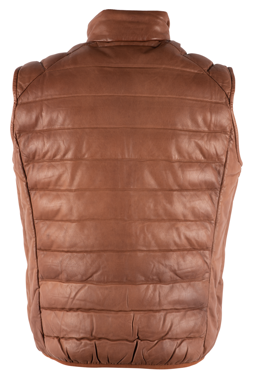 Scully Ribbed Cognac Lamb Leather Vest