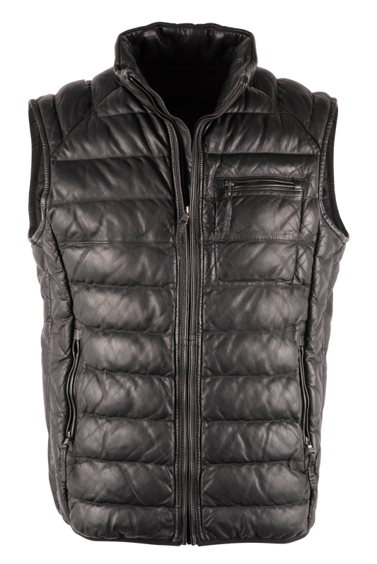 Scully Ribbed Black Lamb Leather Vest