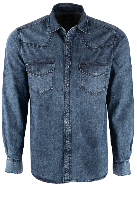 Pinto Ranch YY Collection Washed Indigo Snap Shirt