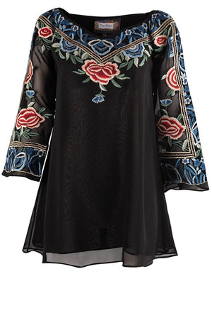 Vintage Collection Black Garland Embroidered Tunic