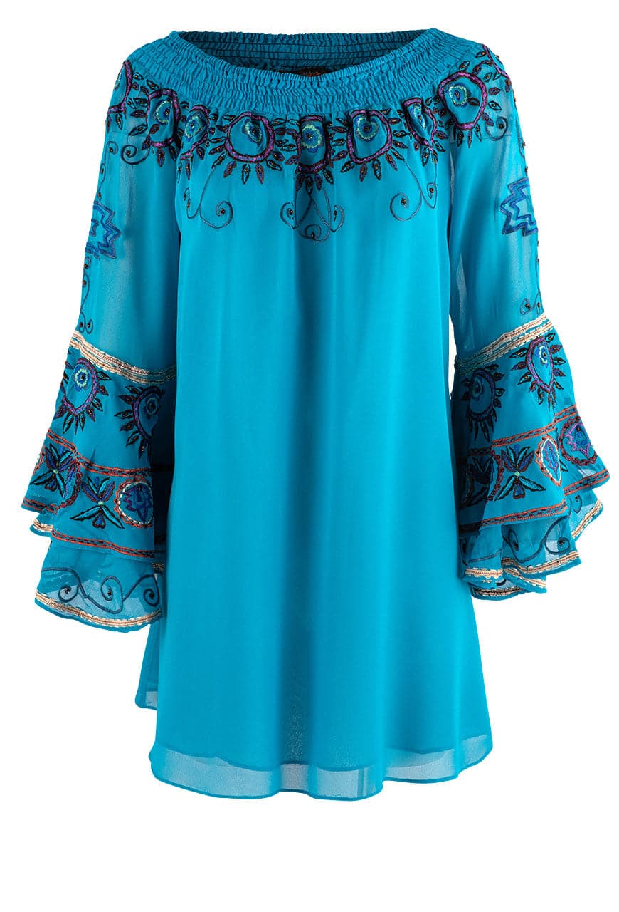 Vintage Collection Turquoise Sophia Off Shoulder Tunic