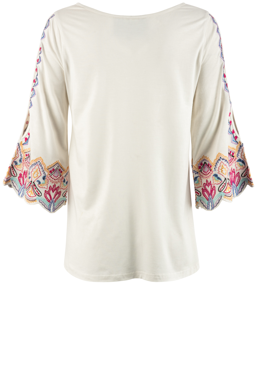 Vintage Collection Knit Ivory Open-Sleeve Western Top