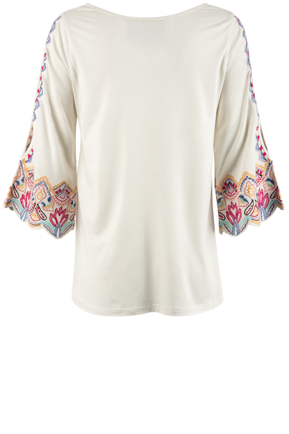 Vintage Collection Knit Ivory Open-Sleeve Western Top