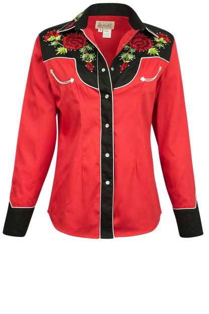 Rockmount Ranch Wear Red Roses Western Top