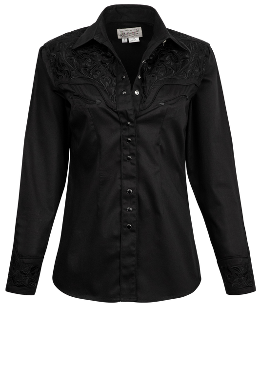 Rockmount Ranch Wear Solid Black Vintage Western Top