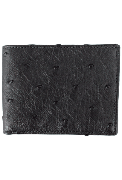 Ferrini Wallet Mens Trifold Ostrich Quill Slots AATF Black