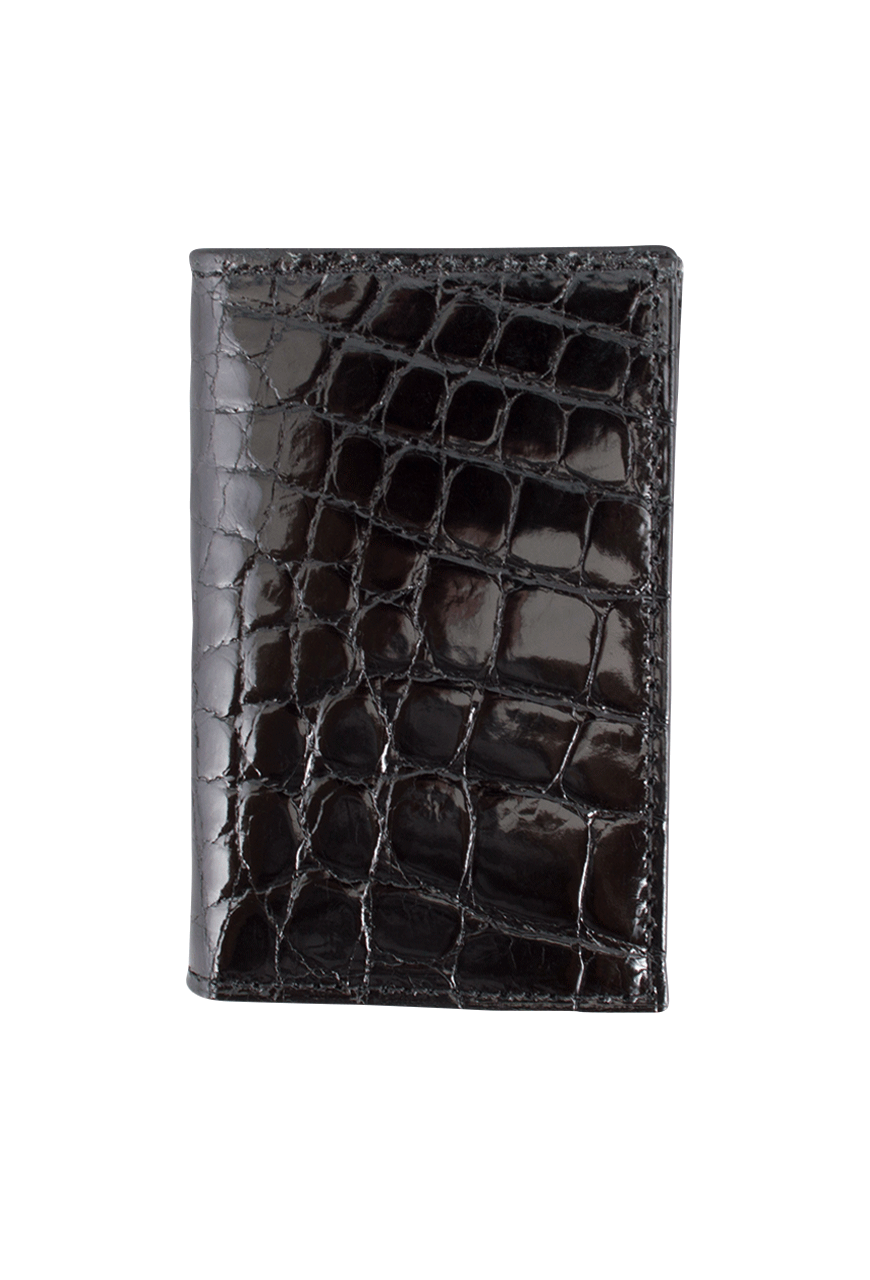 Alligator Gusseted Black Card Case