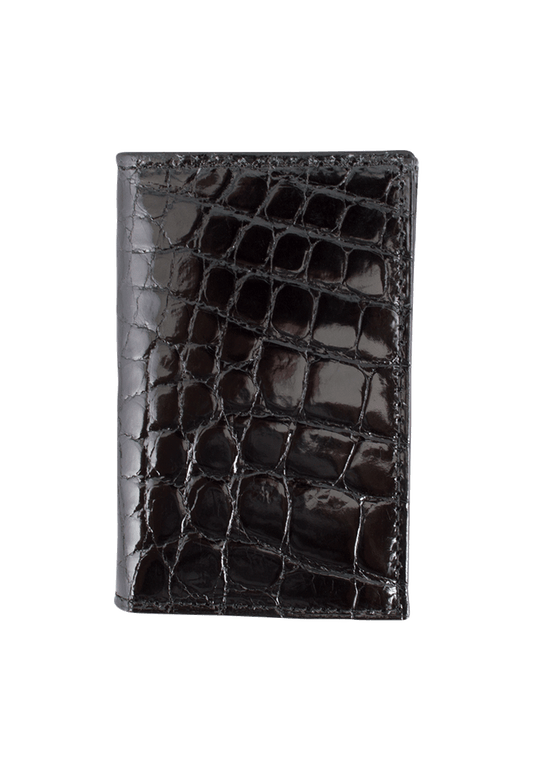 Alligator Gusseted Black Card Case