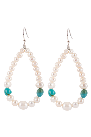 Paige Wallace Pearl & Turquoise Loop Earrings