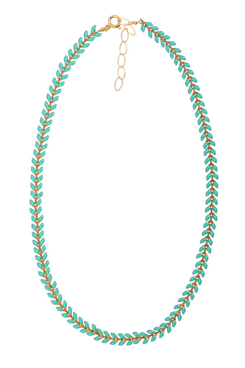 Brown Eyed Girl Turquoise Leaf Chain Necklace