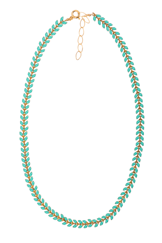 Brown Eyed Girl Turquoise Leaf Chain Necklace