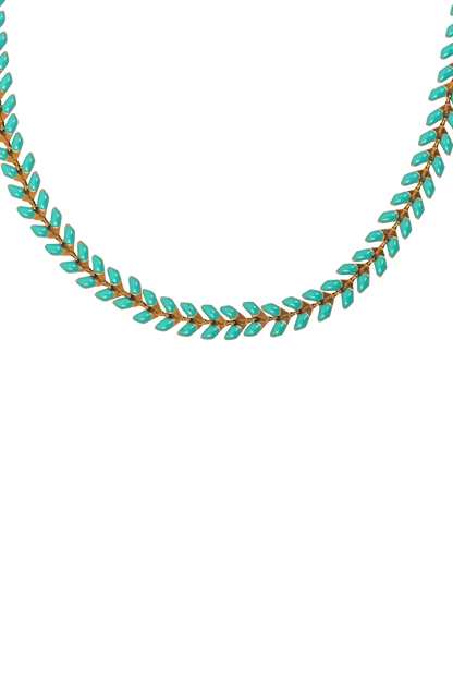 Brown Eyed Girl Turquoise Leaf Chain Necklace