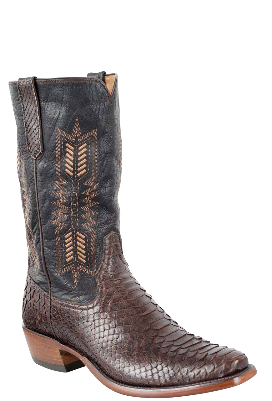 Rios of Mercedes Men's Python Cowboy Boots - Chocolate