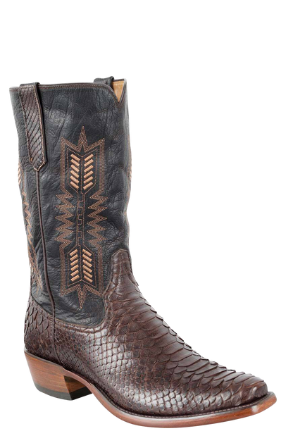 Rios of Mercedes Men's Python Cowboy Boots - Chocolate