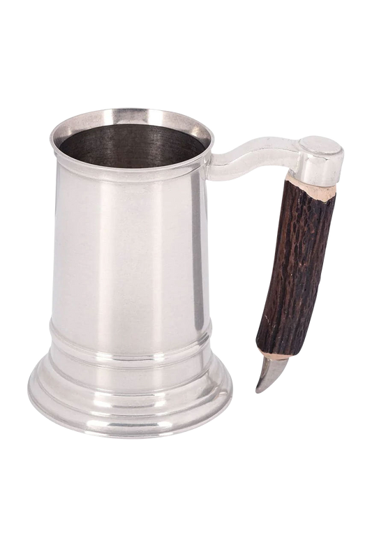 Arthur Court English Pewter Mug with Antler Handle