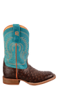 Anderson Bean Turquoise & Chocolate Ostrich Print Boots