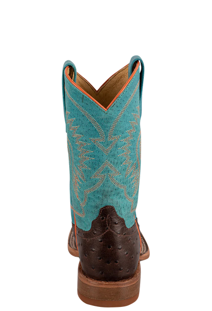 Anderson Bean Turquoise & Chocolate Ostrich Print Boots