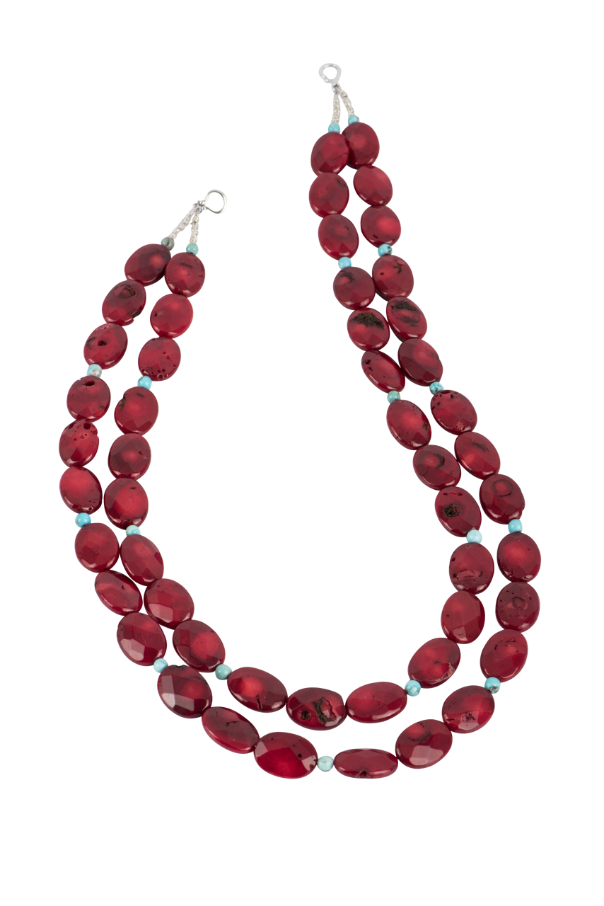 Ann Vlach Beaded Red Coral Necklace