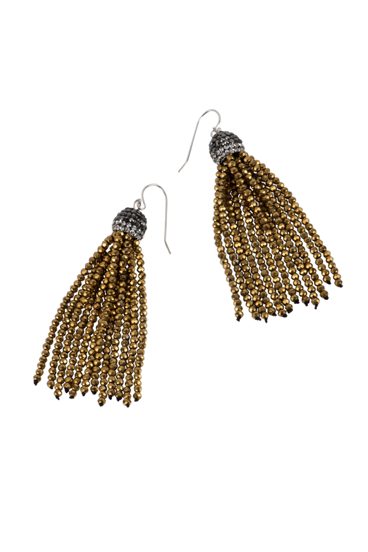 Ann Vlach Large Crystal Tassel Earrings