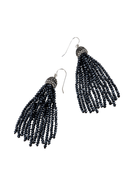 Ann Vlach Large Crystal Tassel Earrings