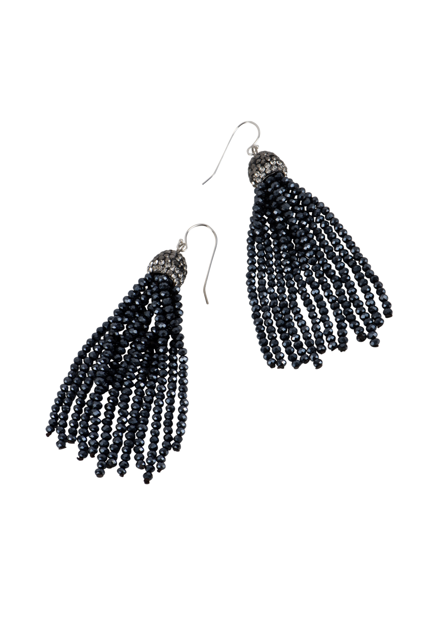 Ann Vlach Large Crystal Tassel Earrings