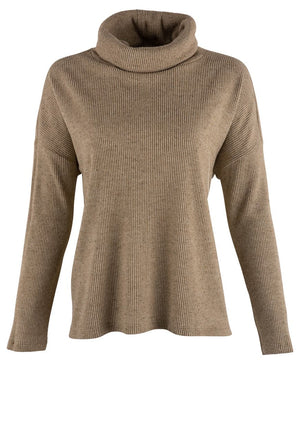 Dylan Sandstone Fuzzy Flecked Cowl Neck Top